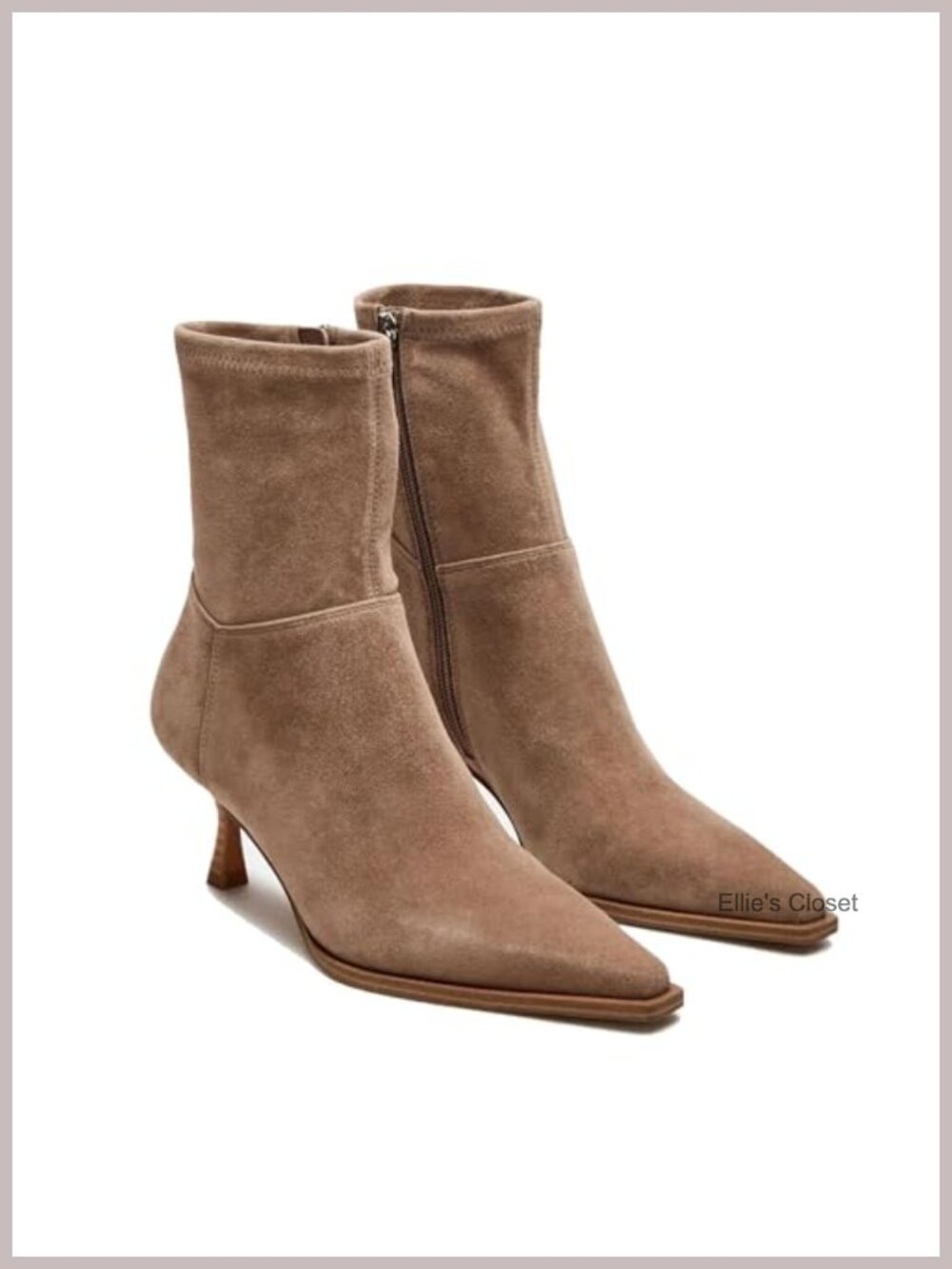 Womens Ankle Boots Kitten Heel Pointed Toe Faux Leather Side Zip Booties